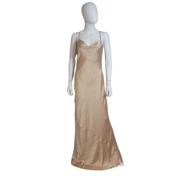 Show Me Your MuMu Tuscany Maxi Slip Dress in Champagne Luxe Satin - Picture 2 of 11